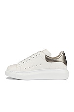 Alexander McQueen Leather Platform Sneakers in White & Grey, view 5, click to view large image.