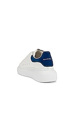 Alexander McQueen Leather Platform Sneakers in White & Blue, view 3, click to view large image.