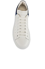 Alexander McQueen Leather Platform Sneakers in White & Blue, view 4, click to view large image.