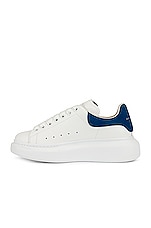 Alexander McQueen Leather Platform Sneakers in White & Blue, view 5, click to view large image.