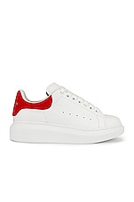 Alexander McQueen Oversized Sneakers in White & Lust Red, view 1, click to view large image.