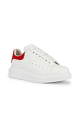 Alexander McQueen Oversized Sneakers in White & Lust Red, view 2, click to view large image.