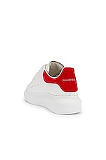 Alexander McQueen Oversized Sneakers in White & Lust Red, view 3, click to view large image.