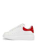 Alexander McQueen Oversized Sneakers in White & Lust Red, view 5, click to view large image.