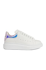 Alexander McQueen Lace Up Sneakers in White & Shock Pink, view 1, click to view large image.