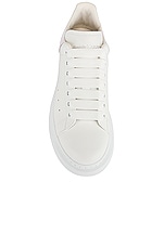 Alexander McQueen Lace Up Sneakers in White & Shock Pink, view 4, click to view large image.