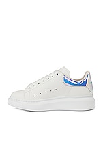 Alexander McQueen Lace Up Sneakers in White & Shock Pink, view 5, click to view large image.