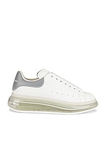 Alexander McQueen Lace Up Sneakers in White & Silver & Transparent, view 1, click to view large image.
