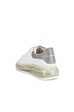 Alexander McQueen Lace Up Sneakers in White & Silver & Transparent, view 3, click to view large image.
