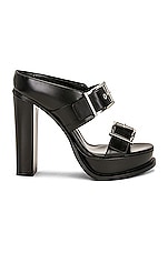 Alexander McQueen Boxcar Leather Sandal in Black, view 1, click to view large image.
