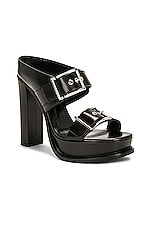 Alexander McQueen Boxcar Leather Sandal in Black, view 2, click to view large image.