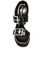 Alexander McQueen Boxcar Leather Sandal in Black, view 4, click to view large image.