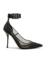 Alexander McQueen Mesh Tulle Lacquered Heel in Black, view 1, click to view large image.