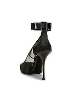 Alexander McQueen Mesh Tulle Lacquered Heel in Black, view 3, click to view large image.