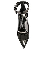 Alexander McQueen Mesh Tulle Lacquered Heel in Black, view 4, click to view large image.
