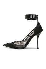 Alexander McQueen Mesh Tulle Lacquered Heel in Black, view 5, click to view large image.
