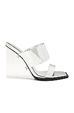 Alexander McQueen Double Strap Shard Wedge Sandal in Silver, view 1, click to view large image.
