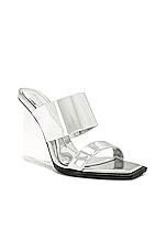 Alexander McQueen Double Strap Shard Wedge Sandal in Silver, view 2, click to view large image.