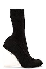 Alexander McQueen Mid Knitting Sock Wedge Boot in Black, view 1, click to view large image.