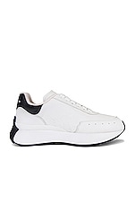 Alexander McQueen Sprint Runner Sneaker in White & Black, view 1, click to view large image.