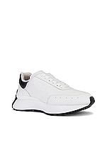 Alexander McQueen Sprint Runner Sneaker in White & Black, view 2, click to view large image.