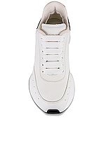 Alexander McQueen Sprint Runner Sneaker in White & Black, view 4, click to view large image.
