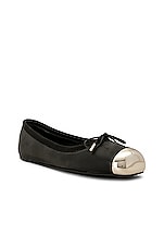Alexander McQueen Metal Toe Ballet Flat in Black & Silver, view 2, click to view large image.