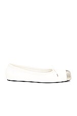 Alexander McQueen Metal Toe Ballet Flat in New Ivory & Silver, view 1, click to view large image.