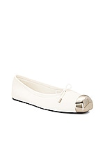 Alexander McQueen Metal Toe Ballet Flat in New Ivory & Silver, view 2, click to view large image.