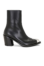 Alexander McQueen Leather Boot in Black & Silver, view 1, click to view large image.