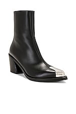 Alexander McQueen Leather Boot in Black & Silver, view 2, click to view large image.