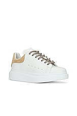 Alexander McQueen Platform Sneaker in White & Camel, view 2, click to view large image.