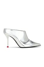 Alexander McQueen Pointed Mule in Silver & Lust Red, view 1, click to view large image.