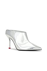 Alexander McQueen Pointed Mule in Silver & Lust Red, view 2, click to view large image.