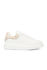 Alexander McQueen Oversized Sneaker in White, Oat, & Silver, view 1, click to view large image.