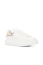 Alexander McQueen Oversized Sneaker in White, Oat, & Silver, view 2, click to view large image.