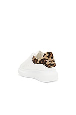 Alexander McQueen Oversized Sneaker in White & Leopard, view 3, click to view large image.