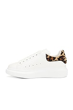 Alexander McQueen Oversized Sneaker in White & Leopard, view 5, click to view large image.