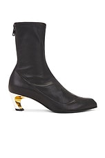 Alexander McQueen Leather Sock Boot in Black, Silver, & Gold, view 1, click to view large image.