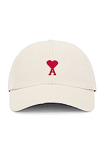 ami Red ADC Embroidery Cap in Chalk, view 1, click to view large image.