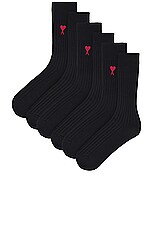 ami Three Pack ADC Socks in Black, view 2, click to view large image.