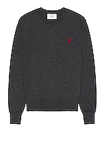 ami ADC Crewneck Sweater in Heather Grey, view 1, click to view large image.