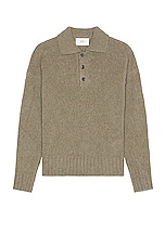 ami Hairy Light Polo in Taupe, view 1, click to view large image.