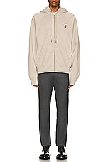 ami ADC Zipped Hoodie in Heather Light Beige, view 5, click to view large image.