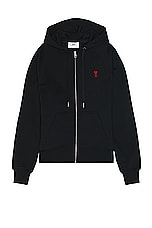 ami ADC Zipped Hoodie in Black, view 1, click to view large image.