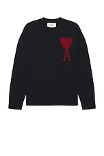 ami Red ADC Sweater in Navy & Red, view 1, click to view large image.