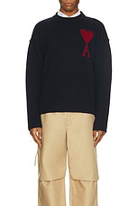 ami Red ADC Sweater in Navy & Red, view 3, click to view large image.