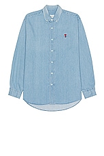 ami Denim Shirt in Used Blue, view 1, click to view large image.
