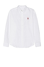 ami Boxy Fit Shirt in Natural White, view 1, click to view large image.