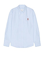 ami Boxy Fit Shirt in Sky Blue, view 1, click to view large image.